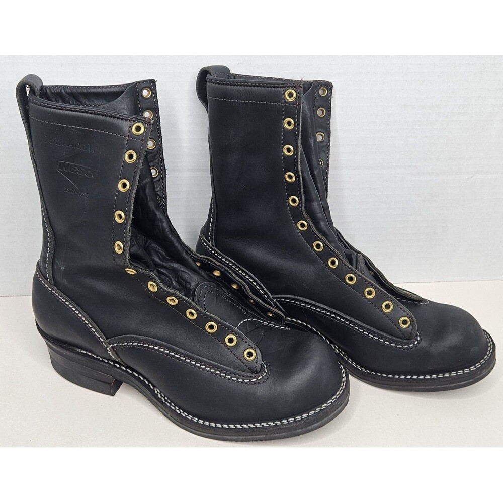 Vintage Wesco 75th Anniversary 1918-1993 Black Boots Men's 8 Woman's 9-9.5 EX